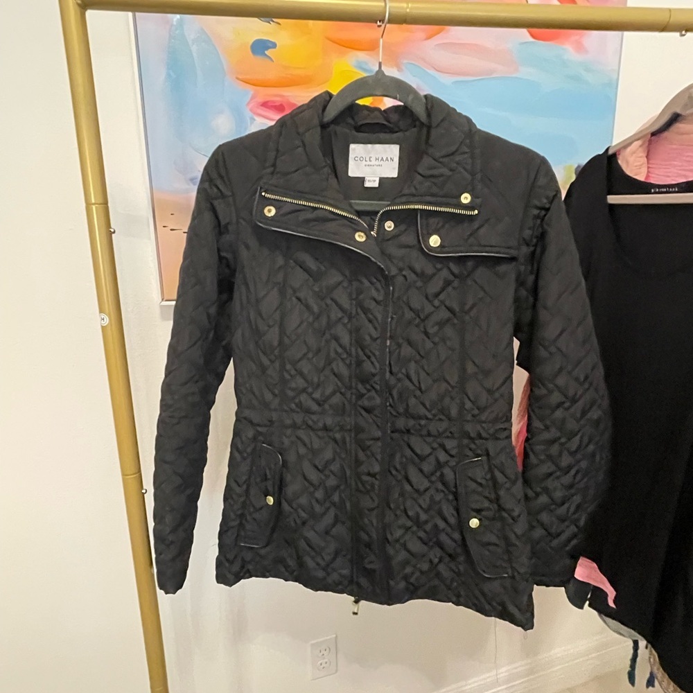 Cole Haan Black Quilted Packable‎ Jacket Size XS